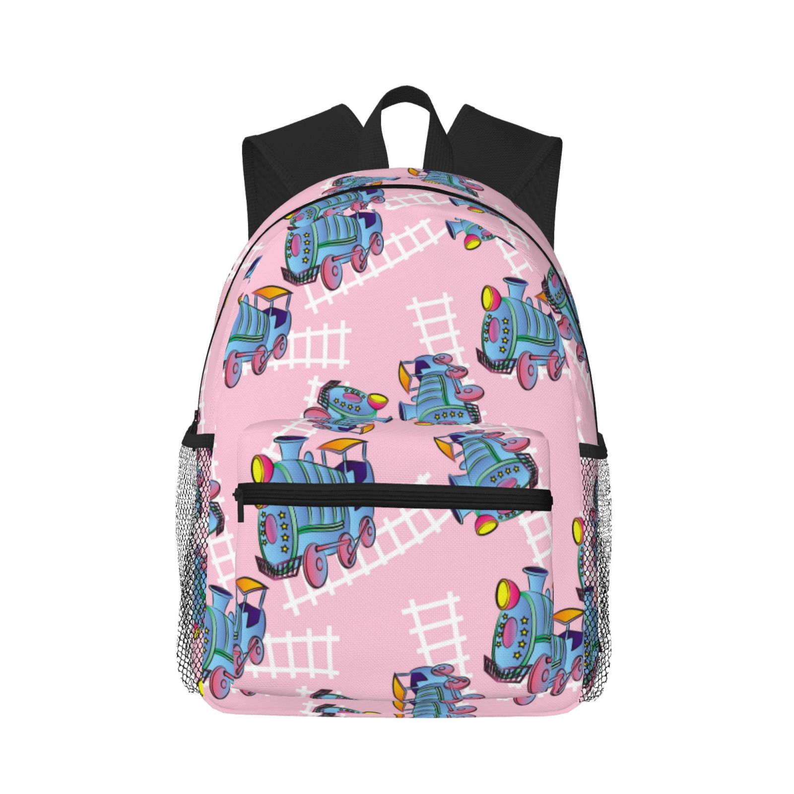 Jucciaco Trains Pattern School Backpack For Kids - Laptop Daypack With Adjustable Padded Straps, Reflective Strips, 15L Capacity - View #3