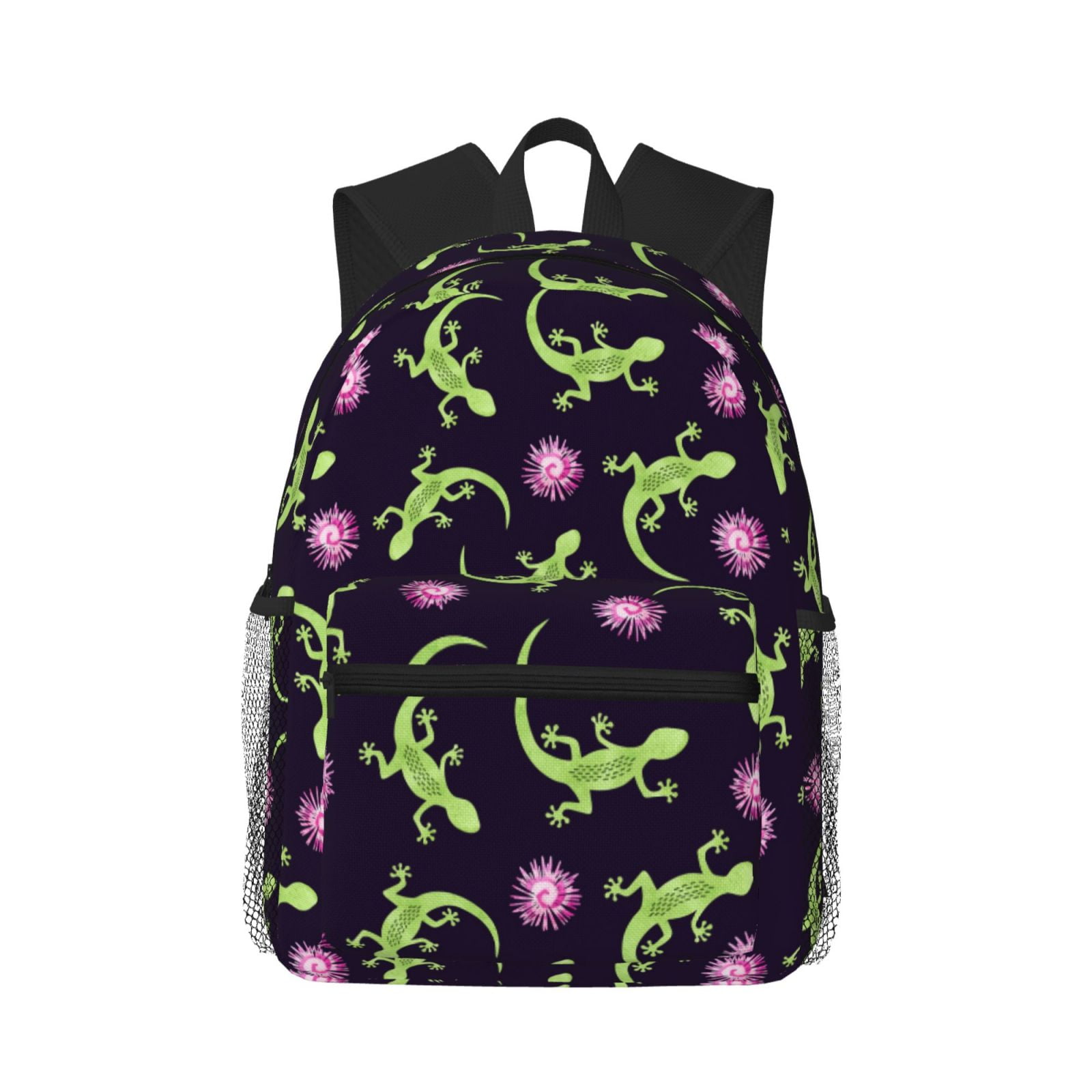 Backpack For Women/Men - Cute Lizard Gecko Floral Pink Lightweight ...