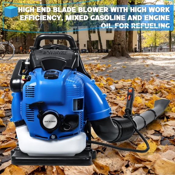 Backpack-Gas-Powered-Leaf-Blower|4 Stroke Backpack Leaf Blower- 75.6CC | 750 CFM | 205MPH High Power Backpack Leaf Blower Gas Powered-High Airflow Gasoline Back Pack Blowers for Yard Lawn Care Blue