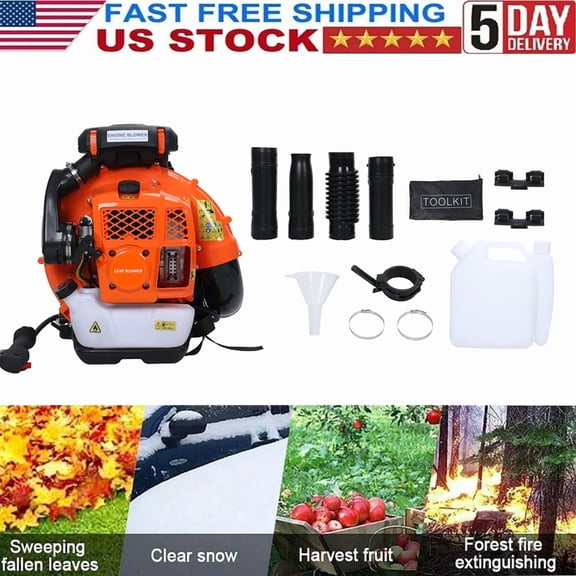 Backpack Gas Powered Leaf Blower, 80CC 900 CFM 4.8 HP 2-Cycle Grass Lawn Blower Air Cooling Gasoline Backpack Grass Blower with Air-Cooled, Snow Blower for Outdoor