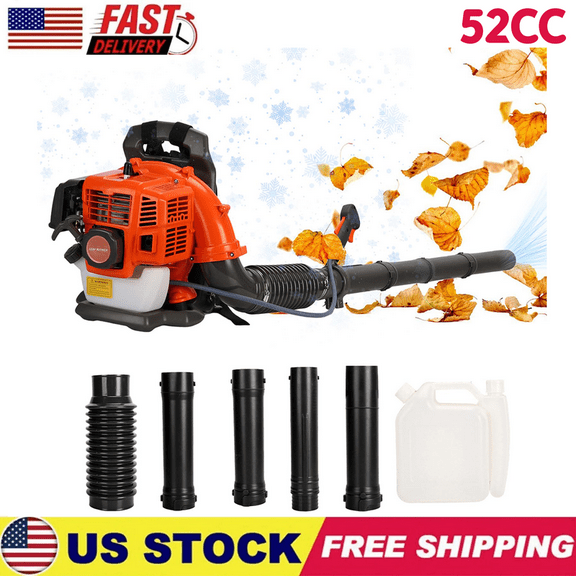 Backpack Gas Powered Leaf Blower, Commercial 550 CFM 52CC 1.7 HP 2-Stroke Powerful Lightweight Gasoline Grass Lawn Blower w/Harness Air-Cooled & Fuel Tank for Yard Lawn Care, Snow Removal