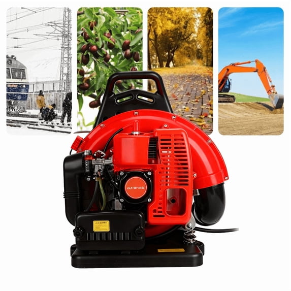 Backpack Gas Powered Leaf Blower, Commercial 665CFM 63CC 3HP 2 Stroke Powerful Lightweight Gasoline Grass Lawn Blower w/Harness Air-Cooled & Fuel Tank for Yard Lawn Care, Snow Removal