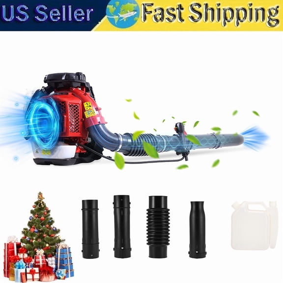 Backpack Gas Powered Leaf Blower, Commercial 900 CFM 80CC 4.8 HP 2 Cycle Powerful Lightweight Gasoline Grass Lawn Blower w/Harness Air-Cooled & Fuel Tank for Yard Lawn Care, Snow Removal