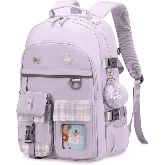 AO ALI VICTORY Backpack for Girls, 15.6 inch Laptop School Bag Kids Kindergarten Elementary Large Bookbags for Girls Women Students Casual Travel Daypacks (Purple)