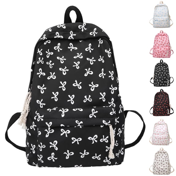 Backpack Girls Bow Backpack Cute Preppy Daypack for Students Lightweight School Bookbag Black One Size