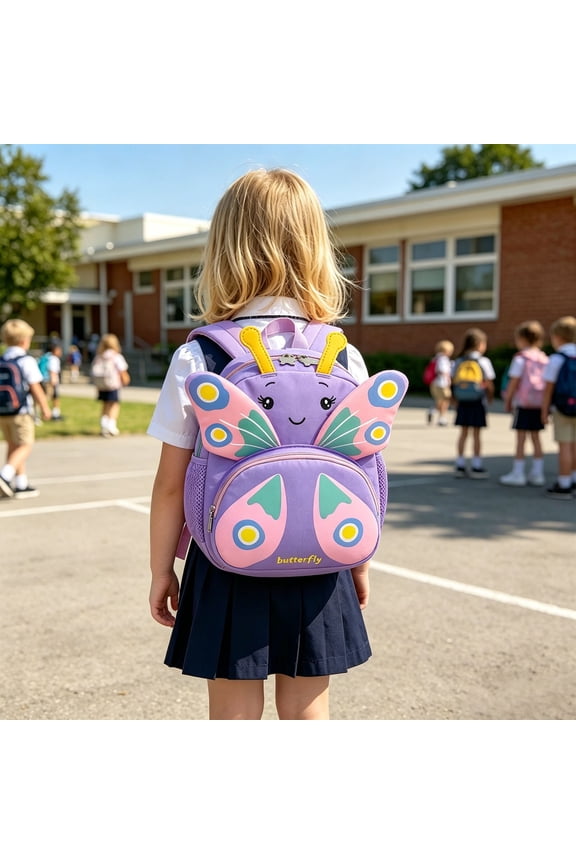 Backpack Girls Face Pattern Kids Backpack High Visibility Durable School Everyday Daypack Purple One Size
