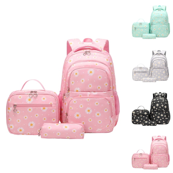 Backpack for Girls - Girls Backpack with Lunch Bag & Pencil Pouch for Teen Kids Laptop Backpack for Women, Elementary Middle High School Bookbag Travel Daypack (Pink)