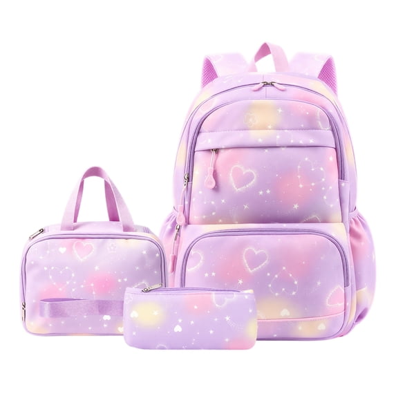 Backpack for Girls, Girls Backpack with Lunch Box & Pencil Case Set, 3PCS Bookbag for Girl Teens, Waterproof School Backpack for Elementary Middle High School Students