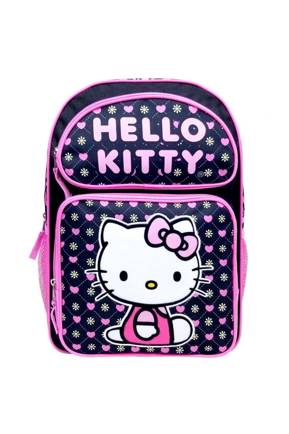 Backpack - Hello Kitty 16" Large Backpack w/Hearts and Flowers #C6CF63