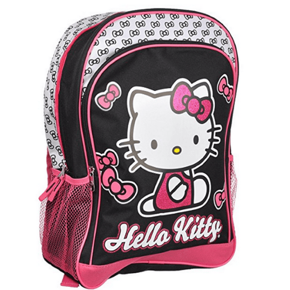 Backpack - Hello Kitty - Large 16 Inches - Black and Glittery