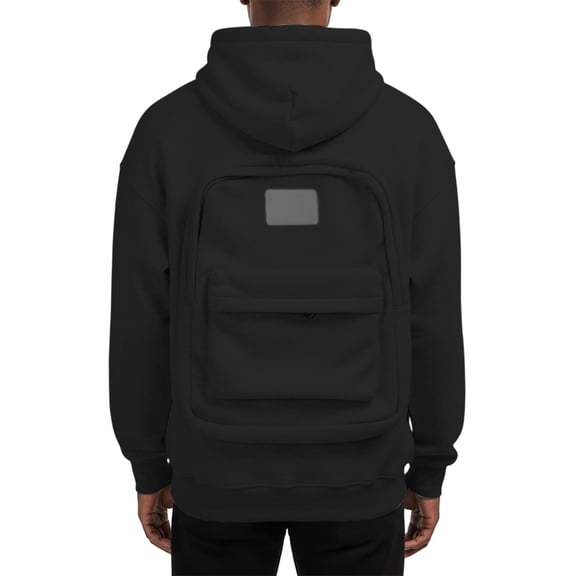 Backpack Hoodie for Men Solid Color Men Zipper Backpack Casual Comfort Hoodies Pullover for Leisure Vacation