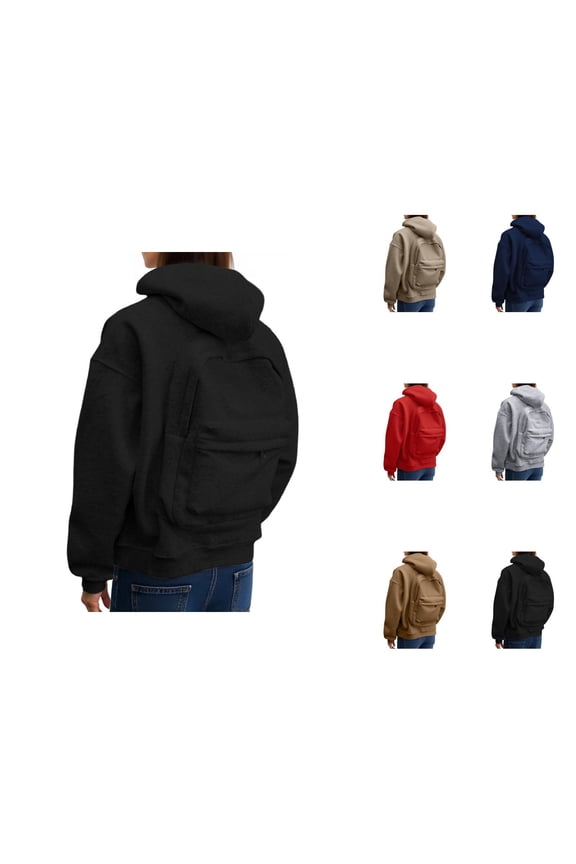Backpack Hoodie for Women 2025 Trendy Fall Winter Long Sleeve Zip Up Solid Color Hooded Sweatshirt with Pockets Jacket Coat