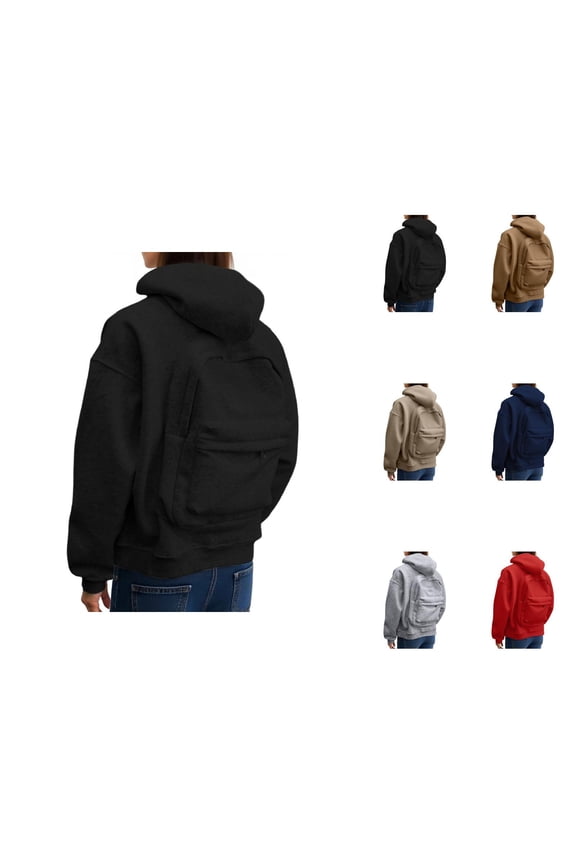 Backpack Hoodie for Women 2026 Casual Fall Winter Zip Up Plain Hooded Sweatshirt with Pockets Jacket Outerwear