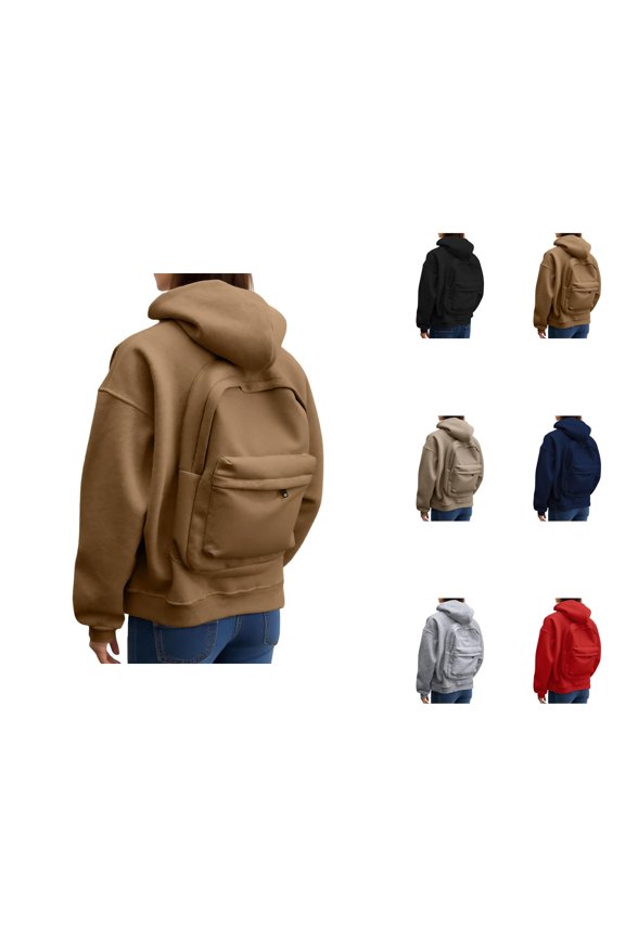 Backpack Hoodie for Women 2026 Casual Fall Winter Zip Up Plain Hooded Sweatshirt with Pockets Jacket Outerwear