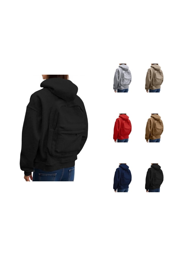 Backpack Hoodie for Women 2026 Fall Winter Casual Plain Zip Up Hooded Sweatshirt with Pockets Jacket Coat