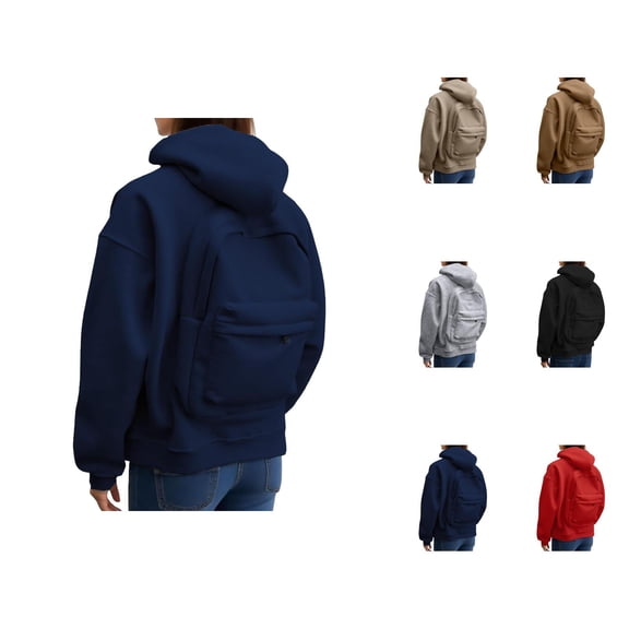 Backpack Hoodie for Women 2026 Long Sleeve Casual Plain Zip Up Hooded Sweatshirt with Pockets Jacket Coat