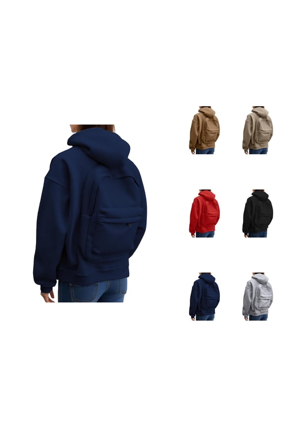Backpack Hoodie for Women 2026 Long Sleeve Fashion Solid Color Zip Up Hooded Sweatshirt with Pockets Jacket Outerwear