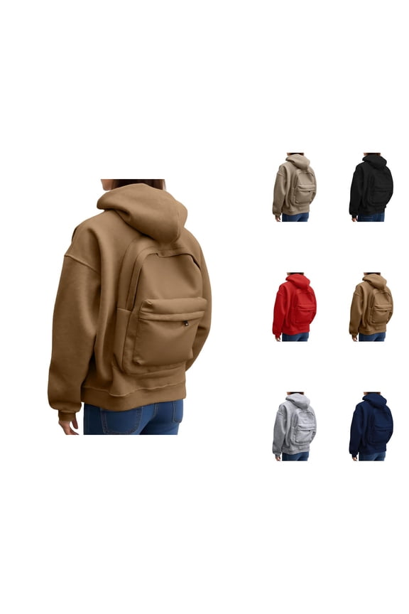 Backpack Hoodie for Women 2026 Trendy Fall Winter Zip Up Plain Hooded Sweatshirt with Pockets Jacket Outerwear