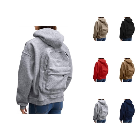 Backpack Hoodie for Women 2026 Trendy Fall Winter Zip Up Plain Hooded Sweatshirt with Pockets Jacket Outerwear