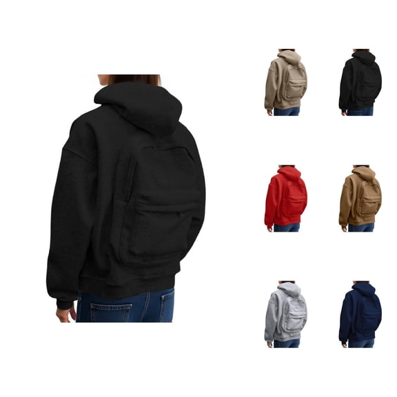 Backpack Hoodie for Women 2026 Trendy Fall Winter Zip Up Plain Hooded Sweatshirt with Pockets Jacket Outerwear