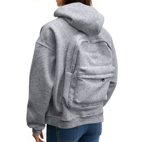 Backpack Hoodie for Women Zipper Creative Lightweight Travel Hooded Sweatshirts Casual Fall Fashion Loose Jackets