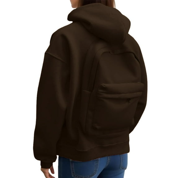 Backpack Hoodie for Women Zipper Creative Lightweight Travel Hooded Sweatshirts Casual Fall Fashion Loose Jackets