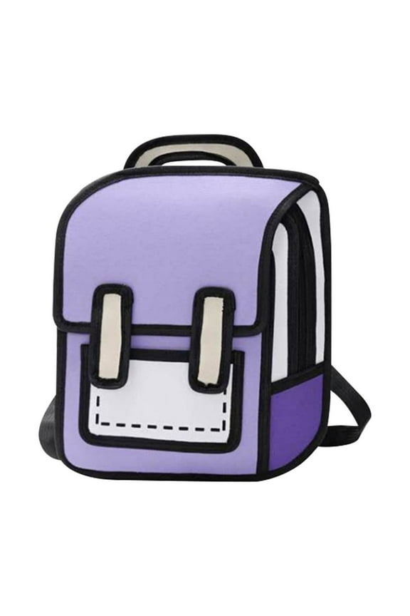 Backpack Kawaii Bookbag Cute Large Capacity Book Bag 2D Cartoon Comic Style Backpack, 16"x11"x3.2"