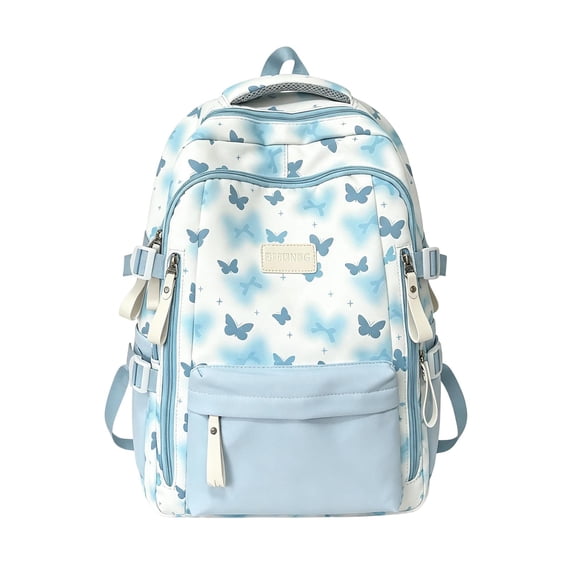 Backpack for Kids Cute Butterfly Print Backpack for Girls,Aesthetic Color Block School Backpack,Large Capacity Multi‑Pocket Bookbag for Teen Girls School Travel