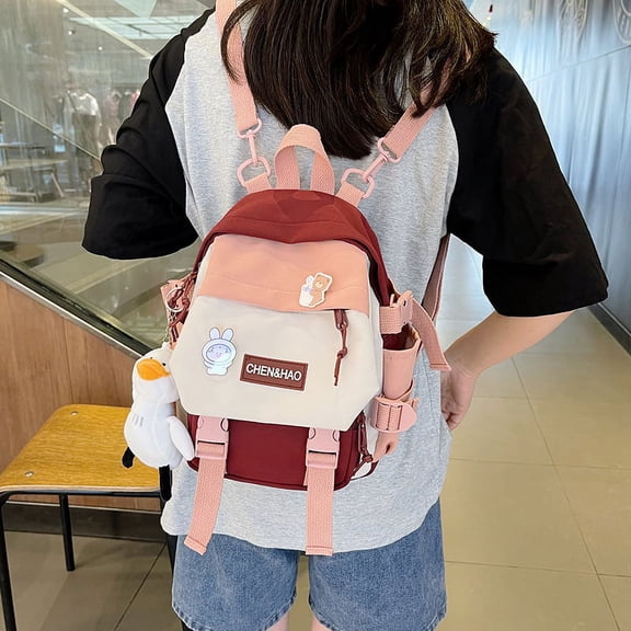 Backpack Korean Style Student Multi-pocket Fashion Backpack Junior High School Student College Schoolbag,Single Bag