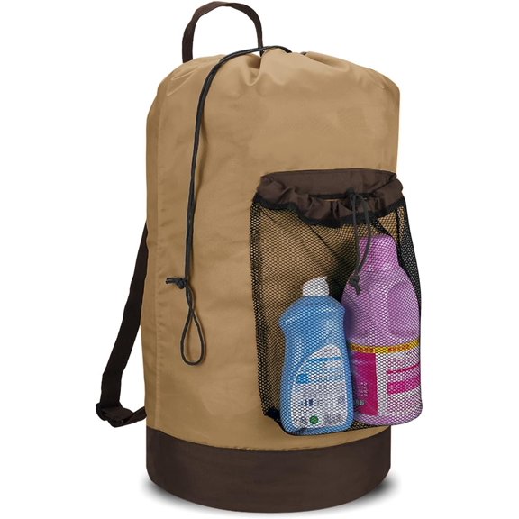 Backpack Laundry Bag, Laundry Backpack with Straps and Mesh Pocket Durable Nylon Clothes Hamper Bag with Drawstring Closure for College, Travel, Laundromat, Apartment