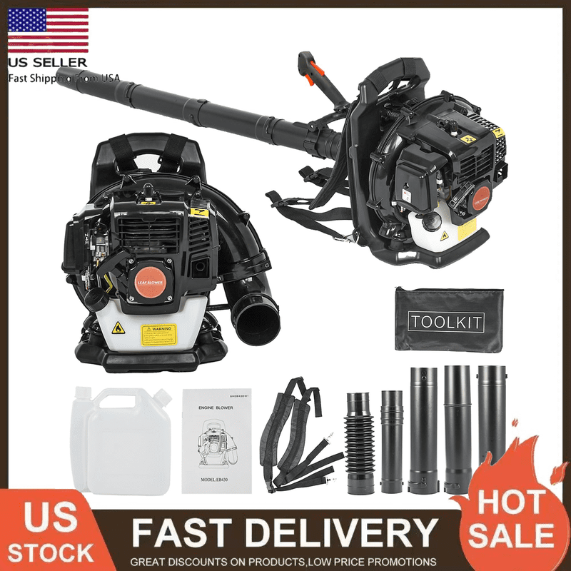 Backpack Leaf Blower, 2-Stroke Engine 550CFM Air Volume Tank Leaf Blower 52CC Gas Powered Blowers Snow Blower for Lawn Care Road Cleaning