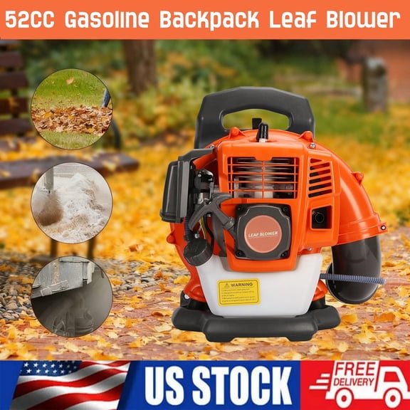 Backpack Leaf Blower, 52CC 1.7HP 2 Stroke Gas Leaf Blower, 550CFM , 200MPH , Powerful Clearing Performance and Ergonomic Design