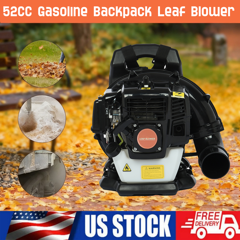 Backpack Leaf Blower, 52CC 2 Cycle Leaf Blower with Fuel Tank, 550 CFM Air Volume 200 MPH Speed, Ideal for Lawn Care, Leaf Cleaning, and Snow Removal