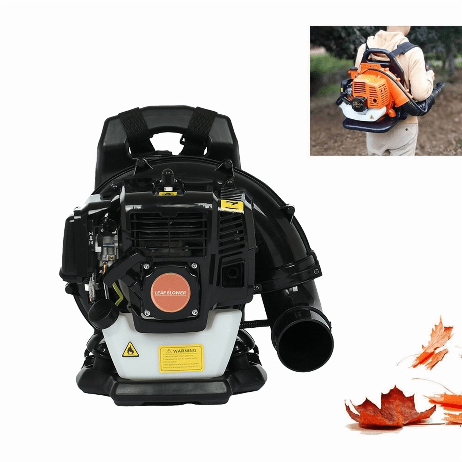 Backpack Leaf Blower, 52CC 2-Stroke Leaf Blower with Fuel Tank, 550CFM Air Volume 200MPH Speed, Ideal for Lawn Care, Leaf Cleaning, and Snow Removal