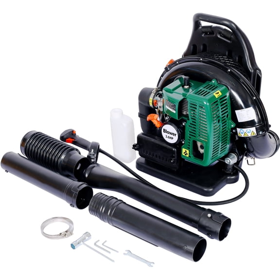 Backpack Leaf Blower, 63.3cc 2-Cycle Engine Gas Powered Leaf Blower with Nozzle Extension and Adjustable Straps for Lawn Garden Care, Max 750CFM