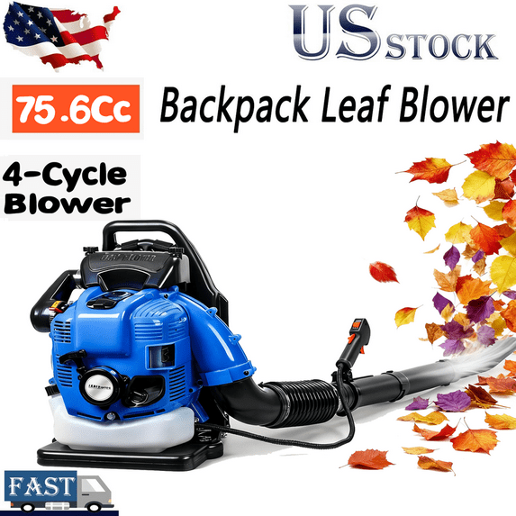 Backpack Leaf Blower, 75.6CC 3.5HP 2 Stroke Gas Leaf Blower, 900CFM , 210MPH , Powerful Clearing Performance and Ergonomic Design