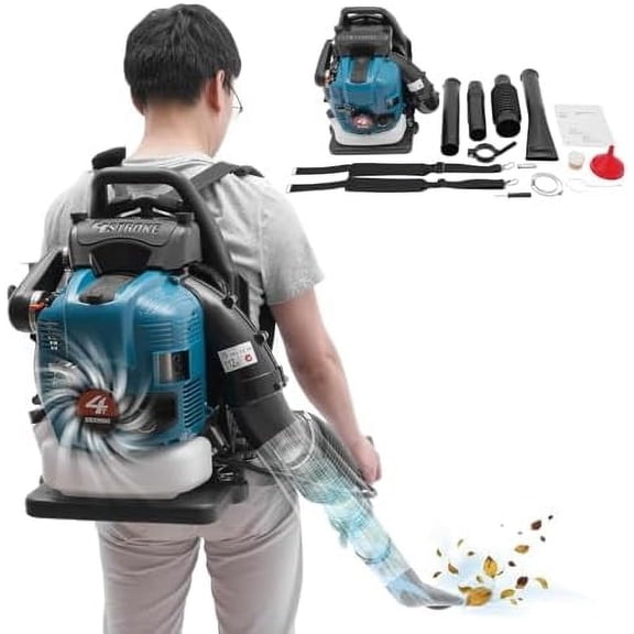 Backpack Leaf Blower, 75.6CC 4 Stroke Gas Powered Leaf Blower, with 498ft /s Powerful Blowing, 1.9L Large Fuel Tank Cordless Blower for Yard, Garden, Lawn Care, Street Cleaning$$Garden &