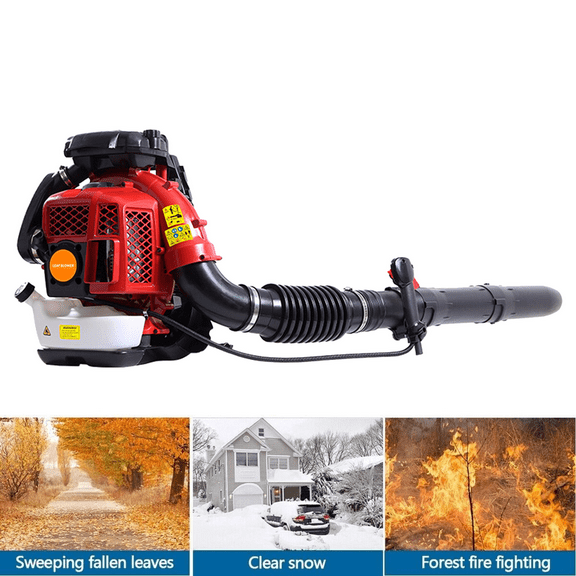 Backpack Leaf Blower, 80CC 2-Cycle Leaf Blower with Fuel Tank, 900 CFM Air Volume 206 MPH Speed, Ideal for Lawn Care, Leaf Cleaning, and Snow Removal