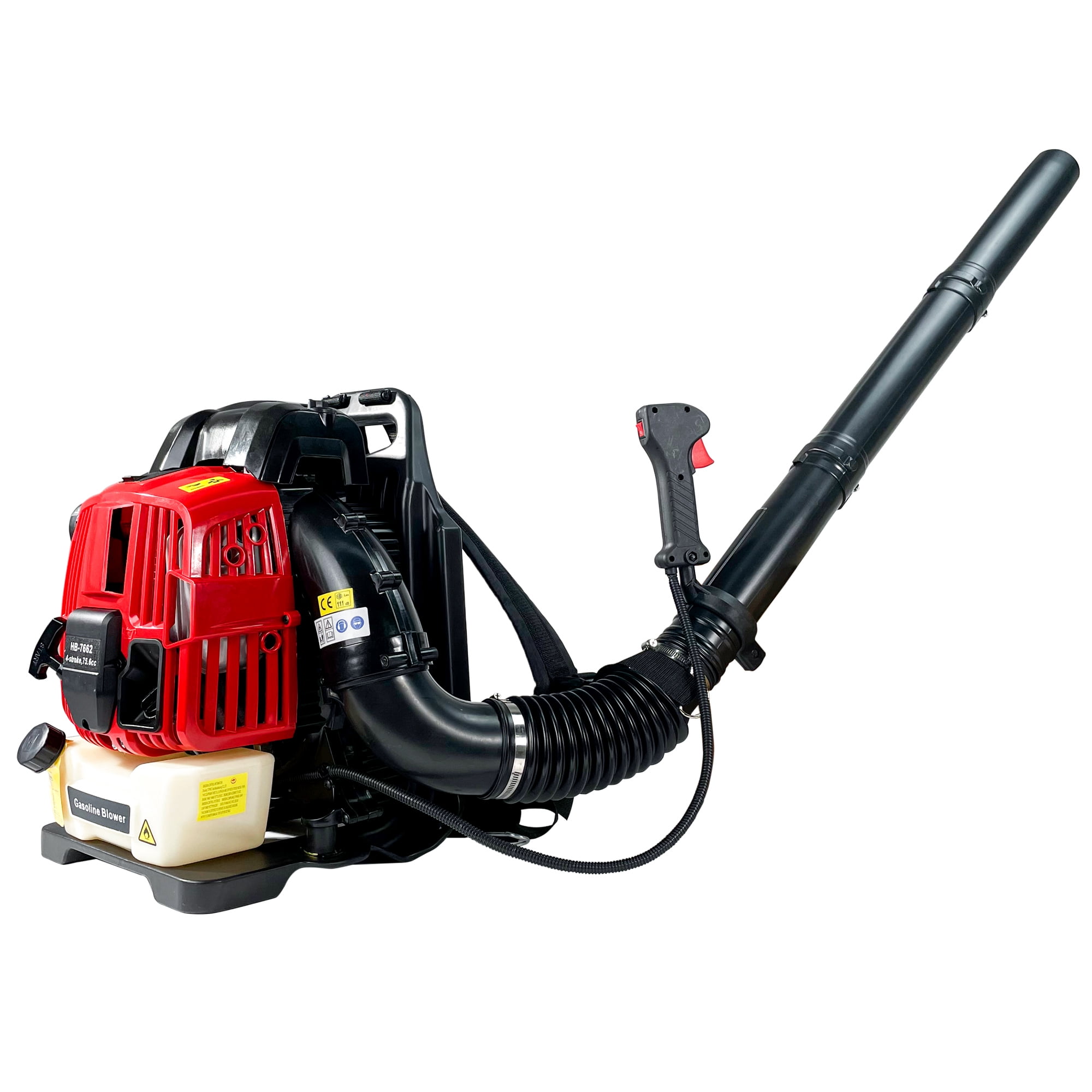 Red and Black 76CC Gas-Powered Backpack Leaf Blower with 4-Cycle Engine
