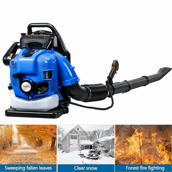 Backpack Leaf Blower, 4 Cycle Engine 900CFM Air Volume Tank Leaf Blower 75.6CC Gas Powered Blowers Snow Blower for Lawn Care Road Cleaning