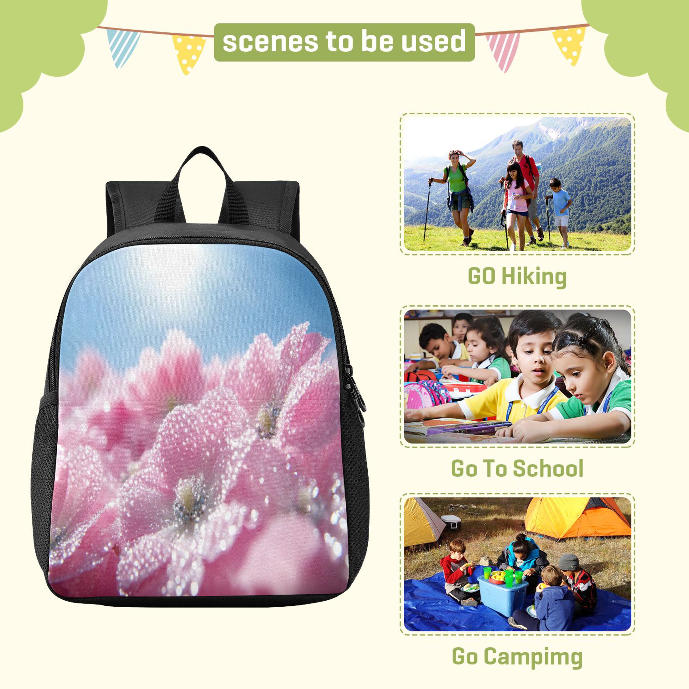 Backpack Lovely Pink Flowers with Dewdrops Pattern Simple Campimg ...