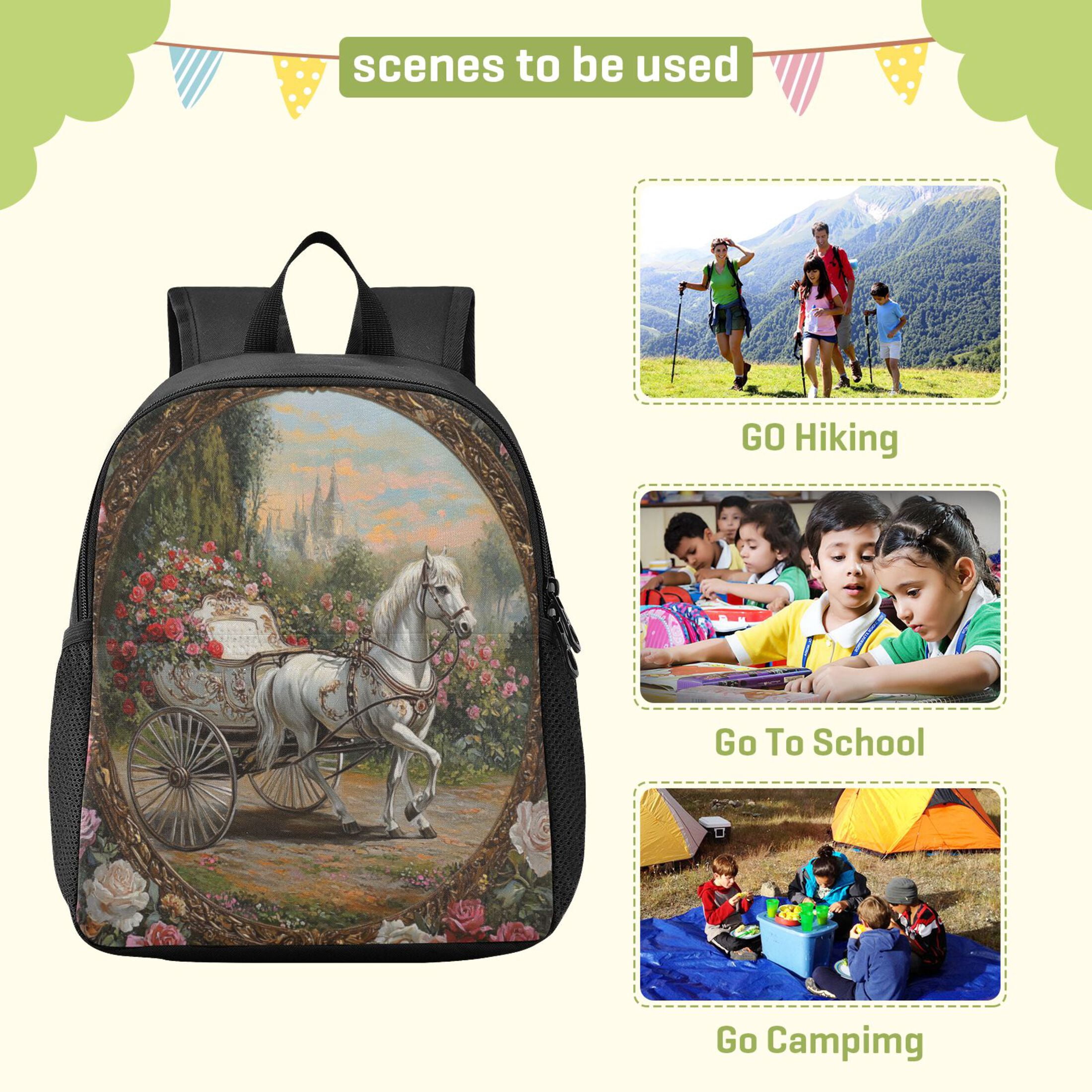 Kindergarten Kids Backpack - Lightweight School Bookbag With Cute Horse Running Design - View #7