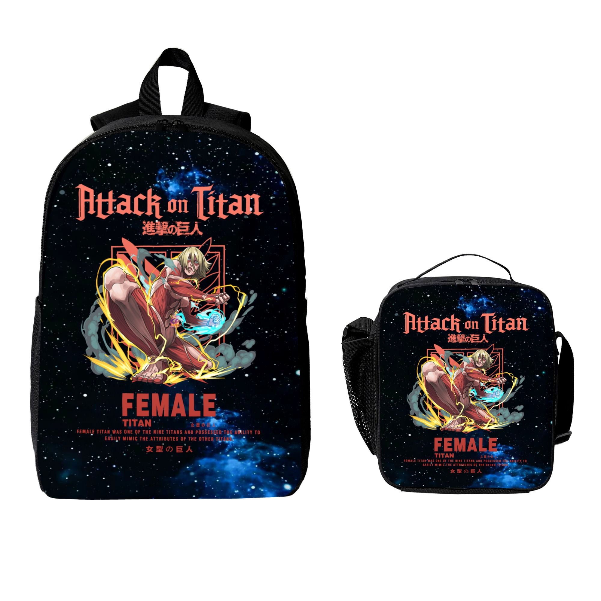 Backpack Lunch Bag Set of 2 Female Titan Attack on Titan Lunch Box for ...