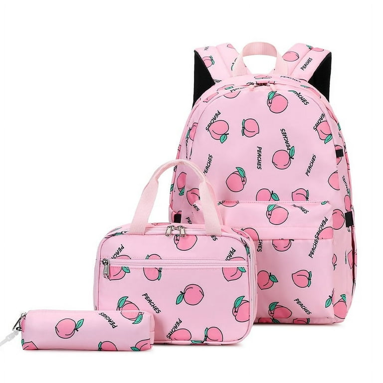 Backpack Lunchbox Combo for Girls School Elementary Bookbag, 3Pcs