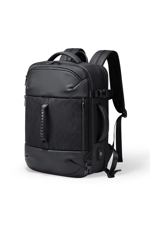 Backpack Men's 17.3 Inch Expandable Computer Bag Men's Multifunctional Backpack Large-Capacity Business Travel Business Bag,Black