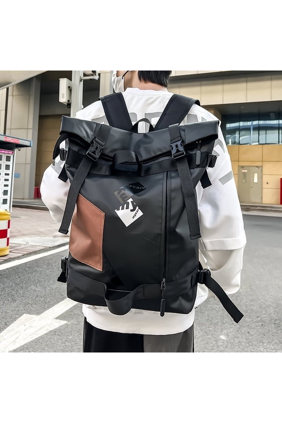 Backpack Men's Large Capacity Waterproof Rucksack,Black Brown