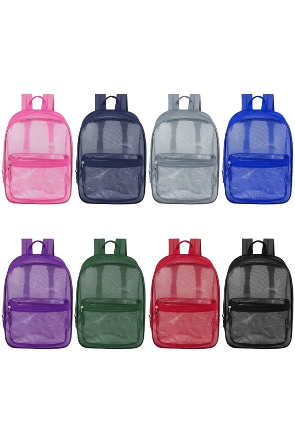 17" Mesh Assorted Color Backpack - Bulk Case of 24 Backpacks