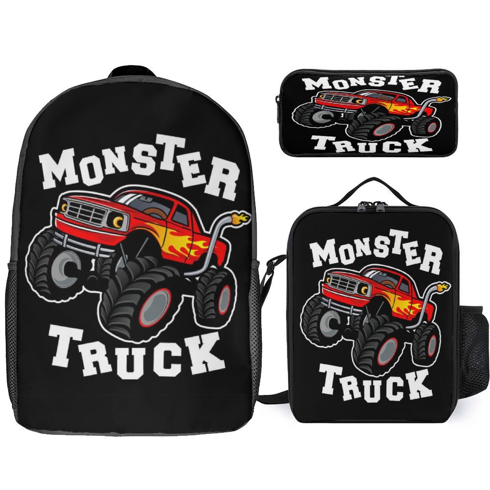Backpack Monster Jam Three Piece Set Combination Backpack + Pencil Case ...