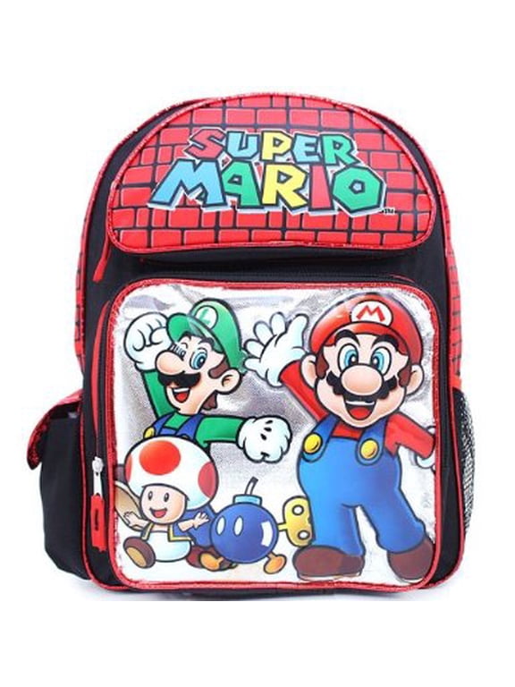 Backpack - Nintendo - Super Mario - Silver/Red Large School Bag New 073545