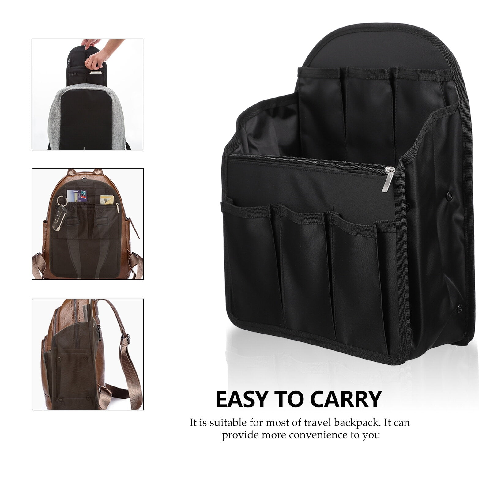 Backpack Organizer Insert 1pc Multi slots Divided Backpack Interior Bag Backpack Organizer Insert Black